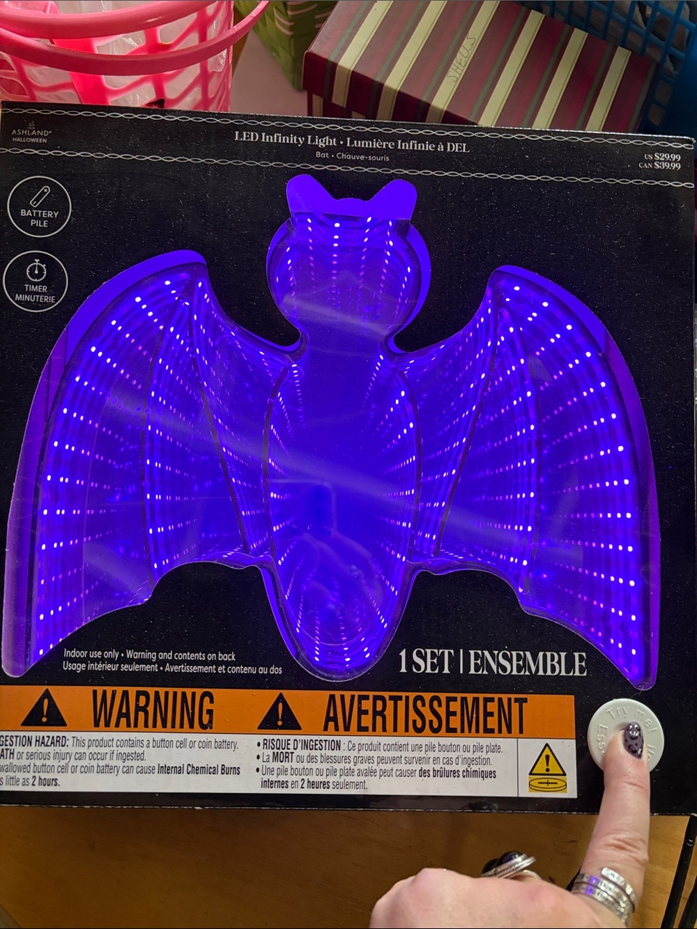 Ashland Purple LED Infinity Bat Light Decoration